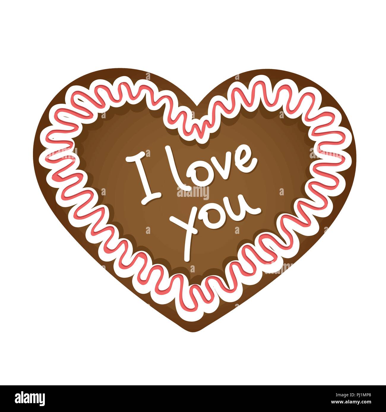 gingerbread heart i love you typography vector illustration EPS10 Stock Vector