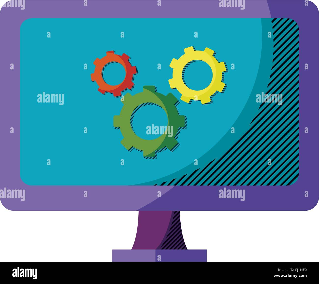 computer technology with gears process industry Stock Vector Image