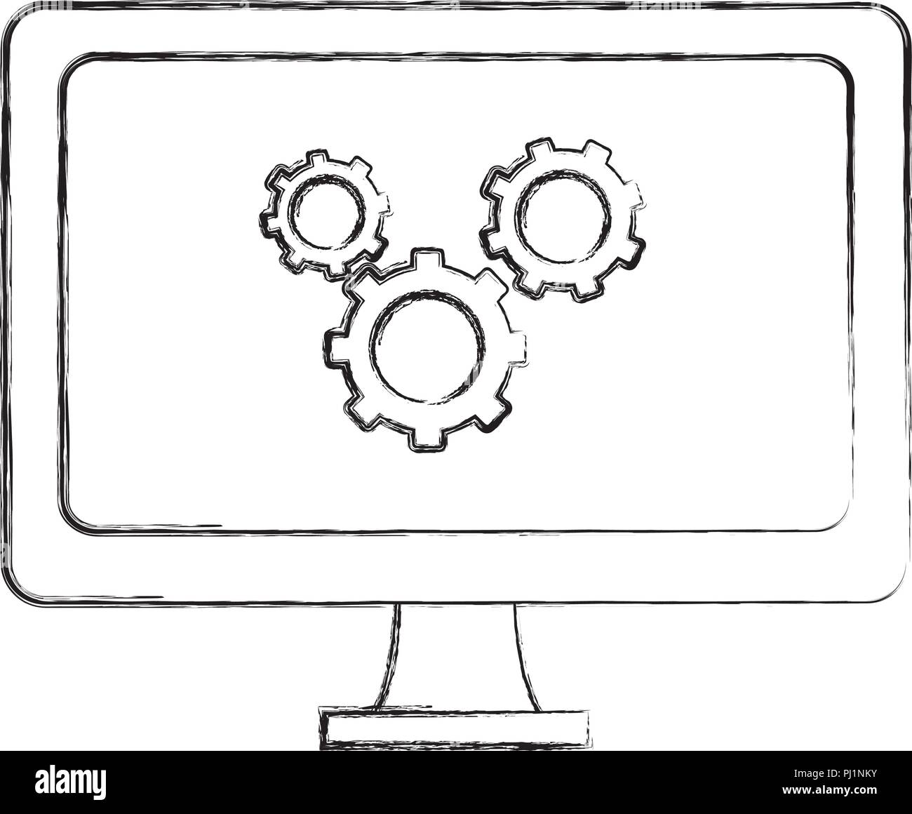 grunge computer technology with gears process industry Stock Vector ...