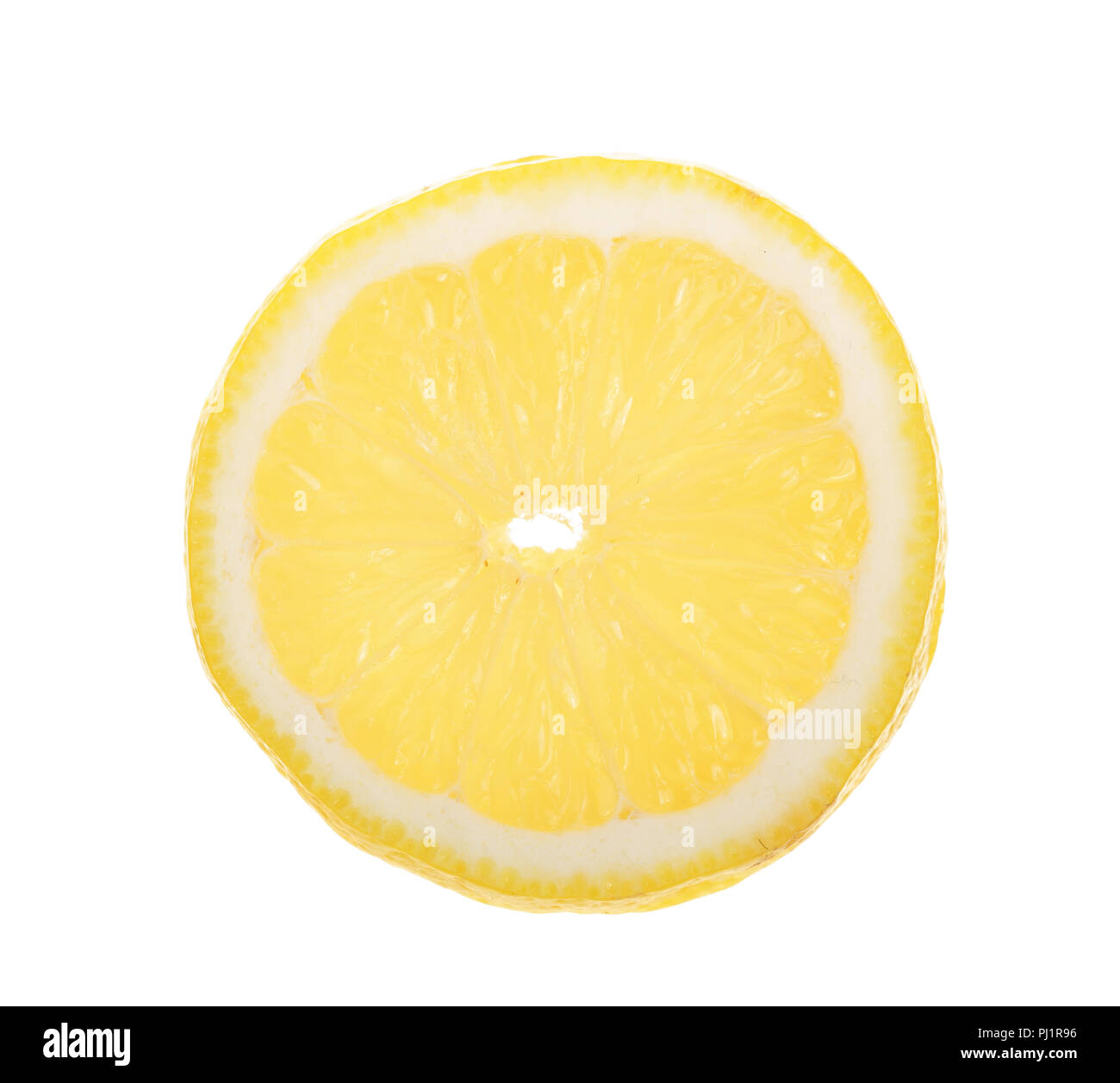 lemon slice isolated on white background closeup. Stock Photo