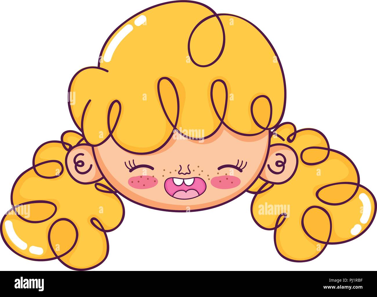 Happy Girl Head With Curly Hairstyle Stock Vector Art