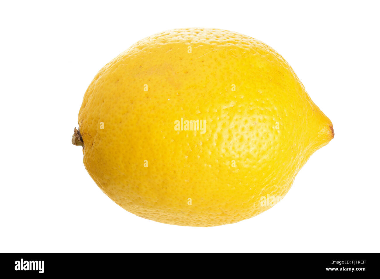 One lemon isolated on white background. Tropical fruit. Flat lay, top view. Stock Photo