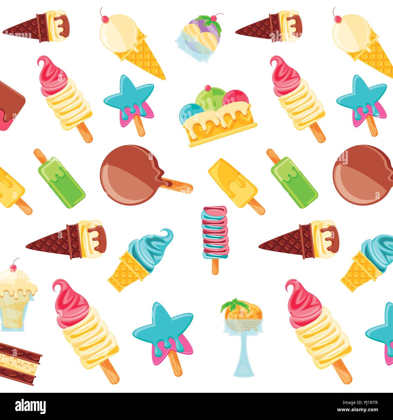 delicious ice creams pattern background vector illustration design ...