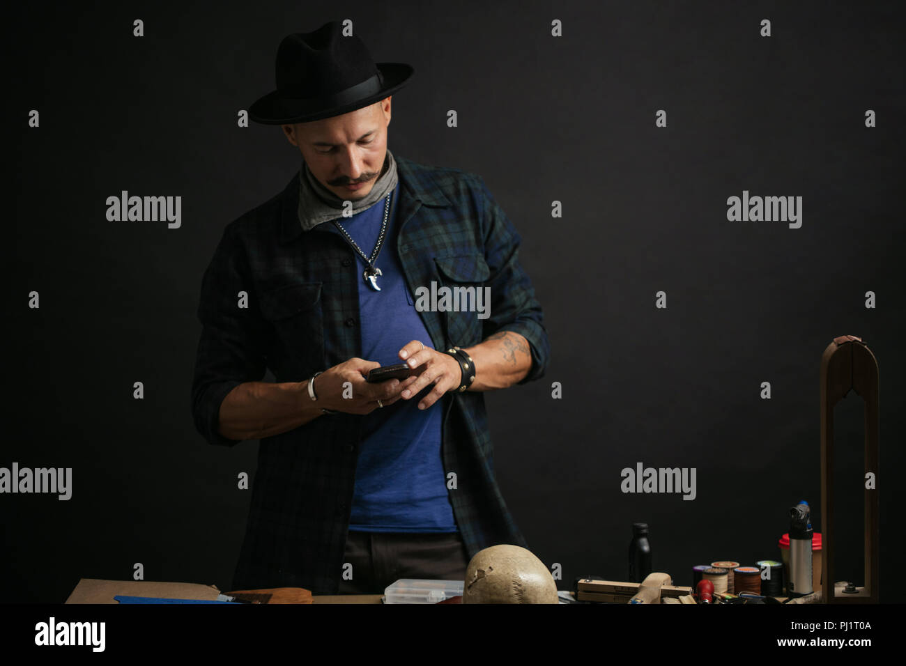 Professional shoemaker in his making and repairing custom made