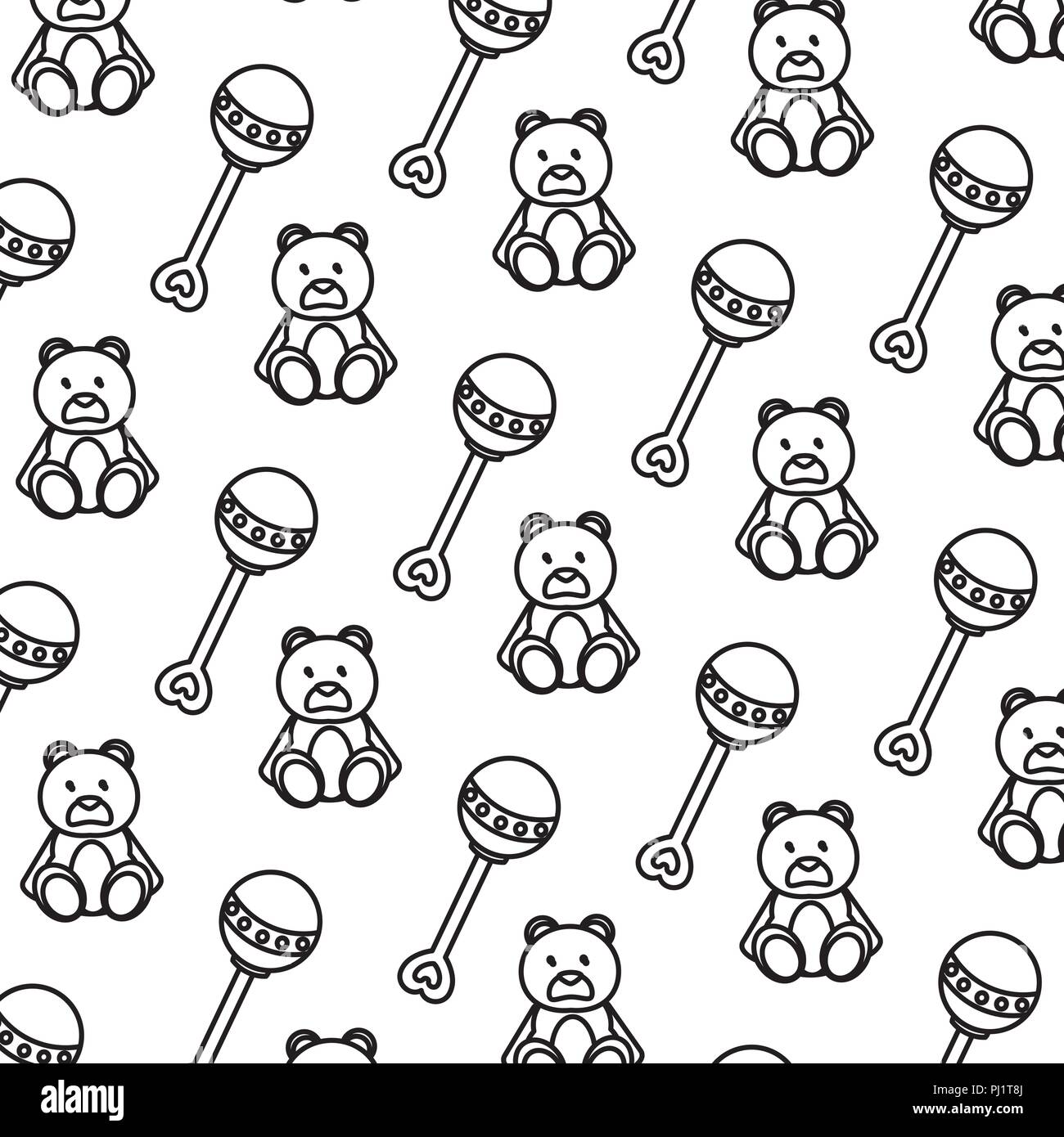 line rattle and teddy bear toys background Stock Vector Image & Art Alamy