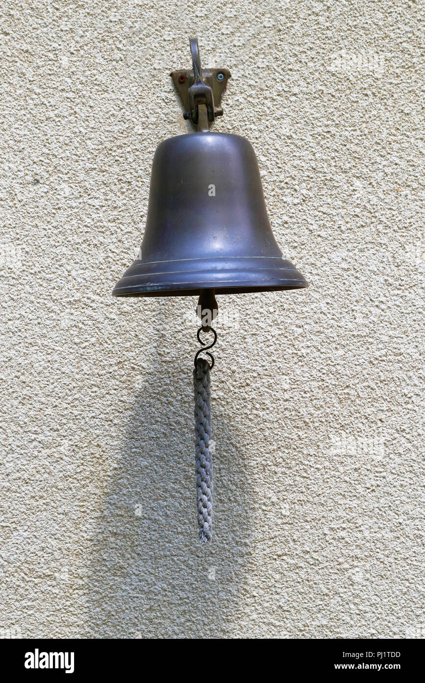 Iron bell. Ring the bell. Stock Photo
