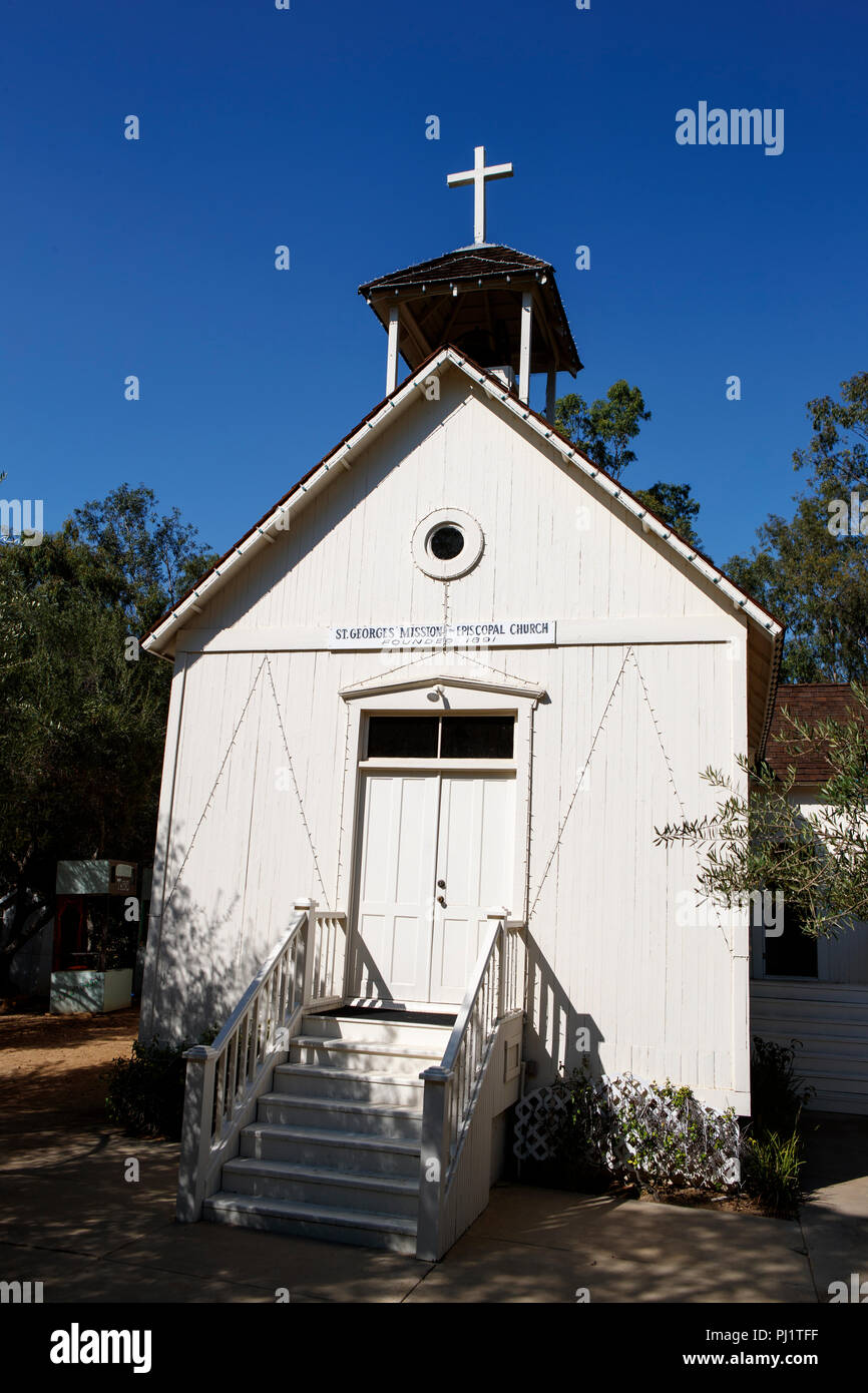 St. George's Mission Episcopal Church at the Heritage Hill Historical Park, Lake Forest, California, United States of America Stock Photo
