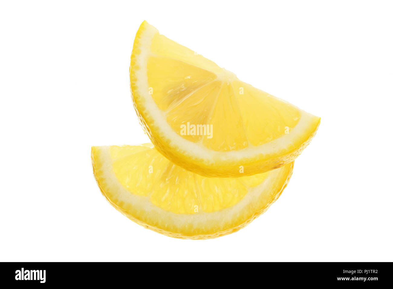 lemon slice isolated on white background closeup. Stock Photo