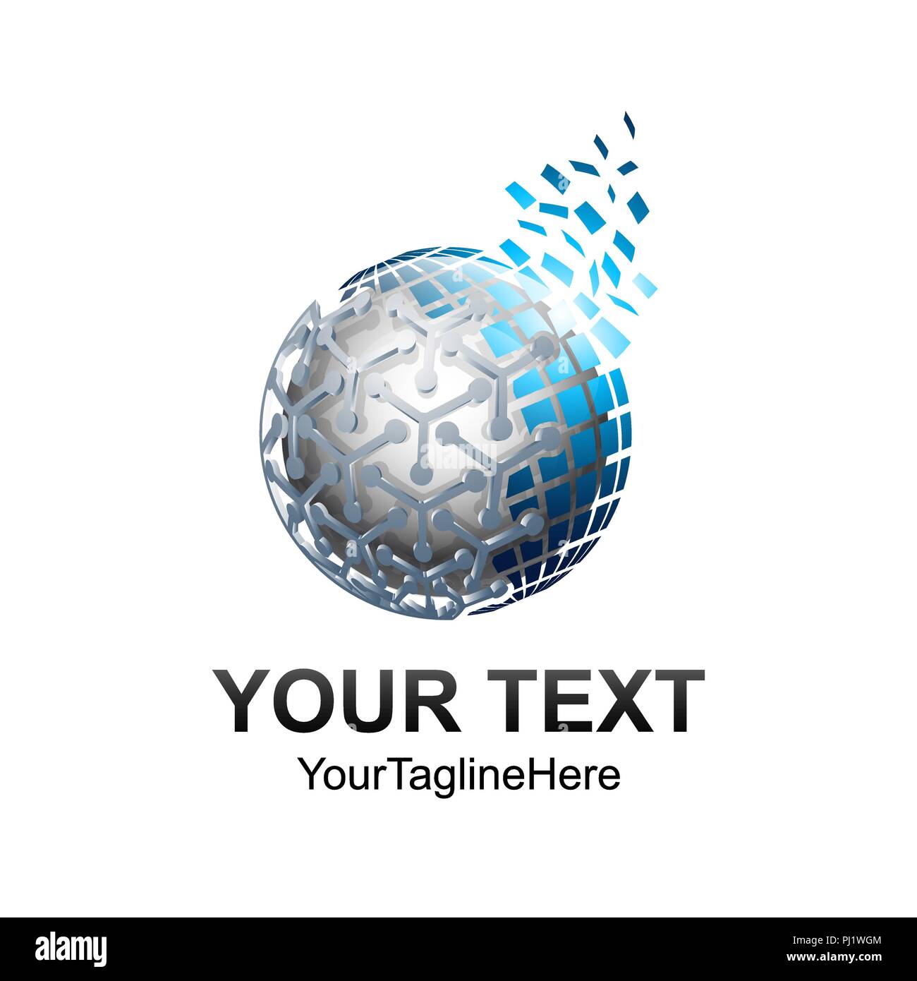 Creative abstract 3d pixel sphere vector logo design template element ...