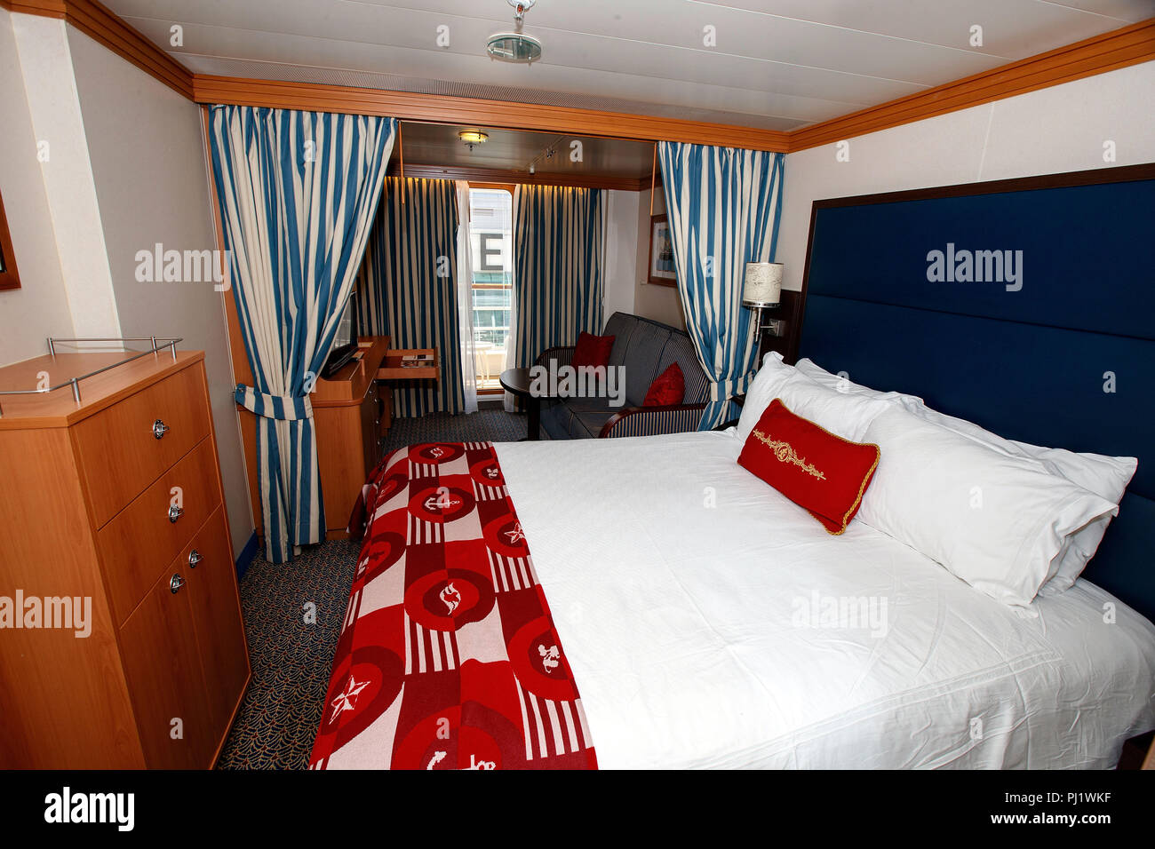 Deluxe Oceanview Stateroom with Verandah (05A), Disney Wonder Cruise Ship, Vancouver Harbor, Vancouver, British Columbia, Canada Stock Photo