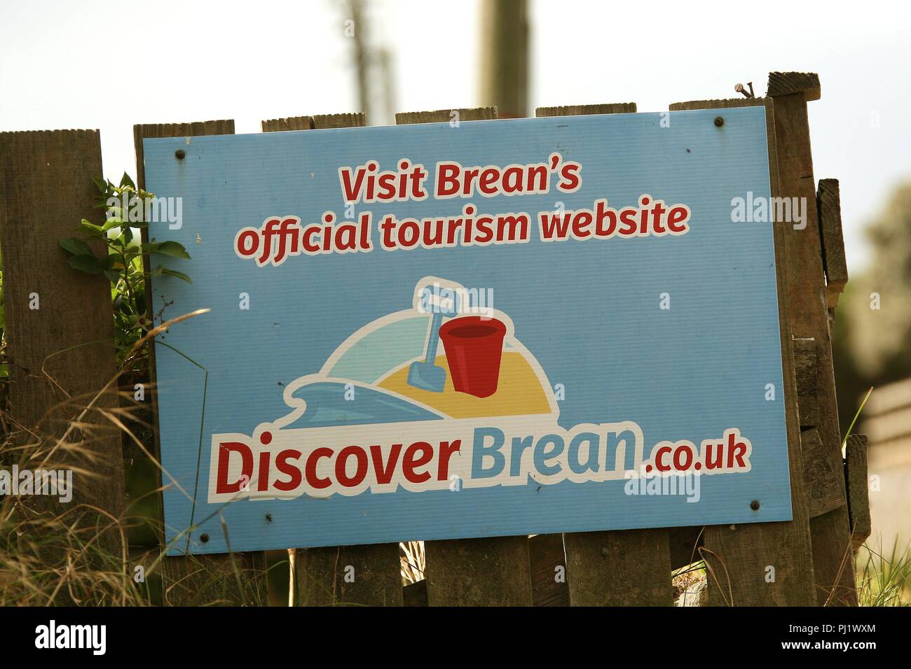 Tourist information sign in the village of Brean near the seaside town