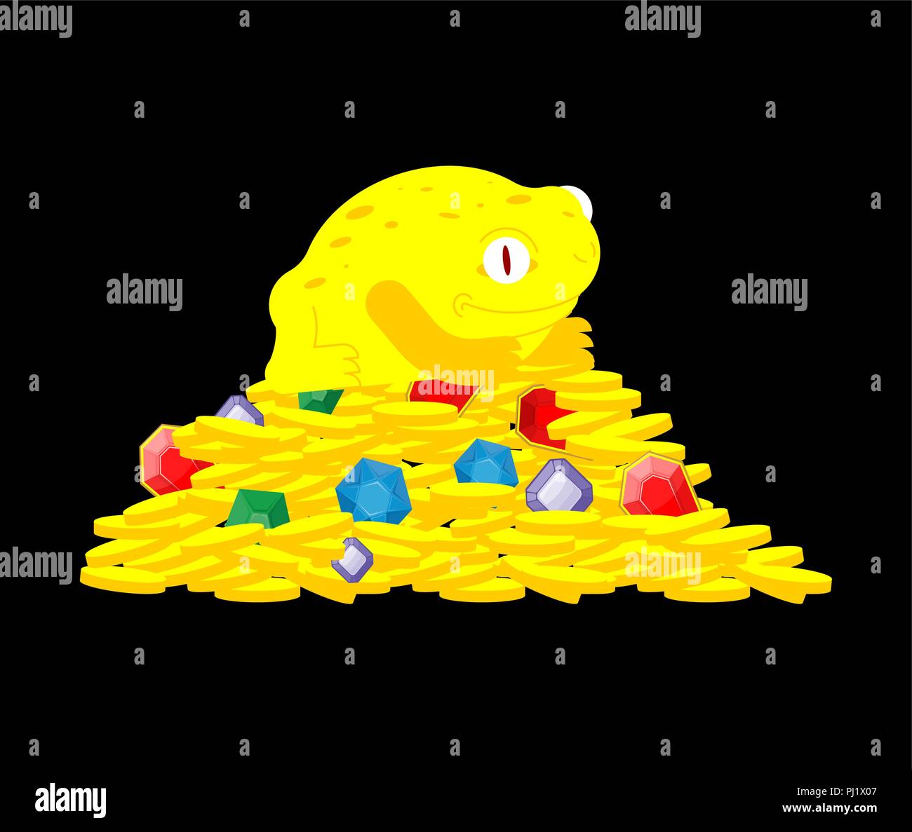 Frog and money. Chinese symbol of wealth. toad and coin. Vector