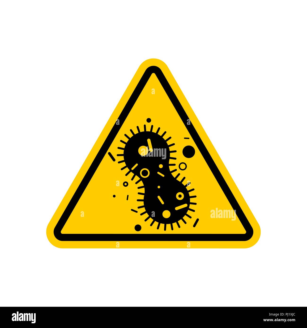 Attention Virus bacterium. Caution yellow road sign microbe Pathogenic ...