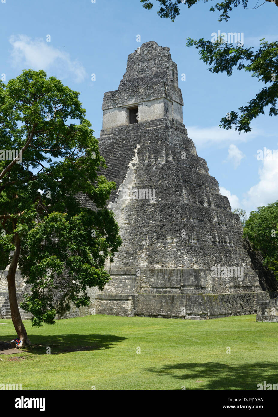Tikal, Mayan ruins, Guatemala with Temple 1 Stock Photo