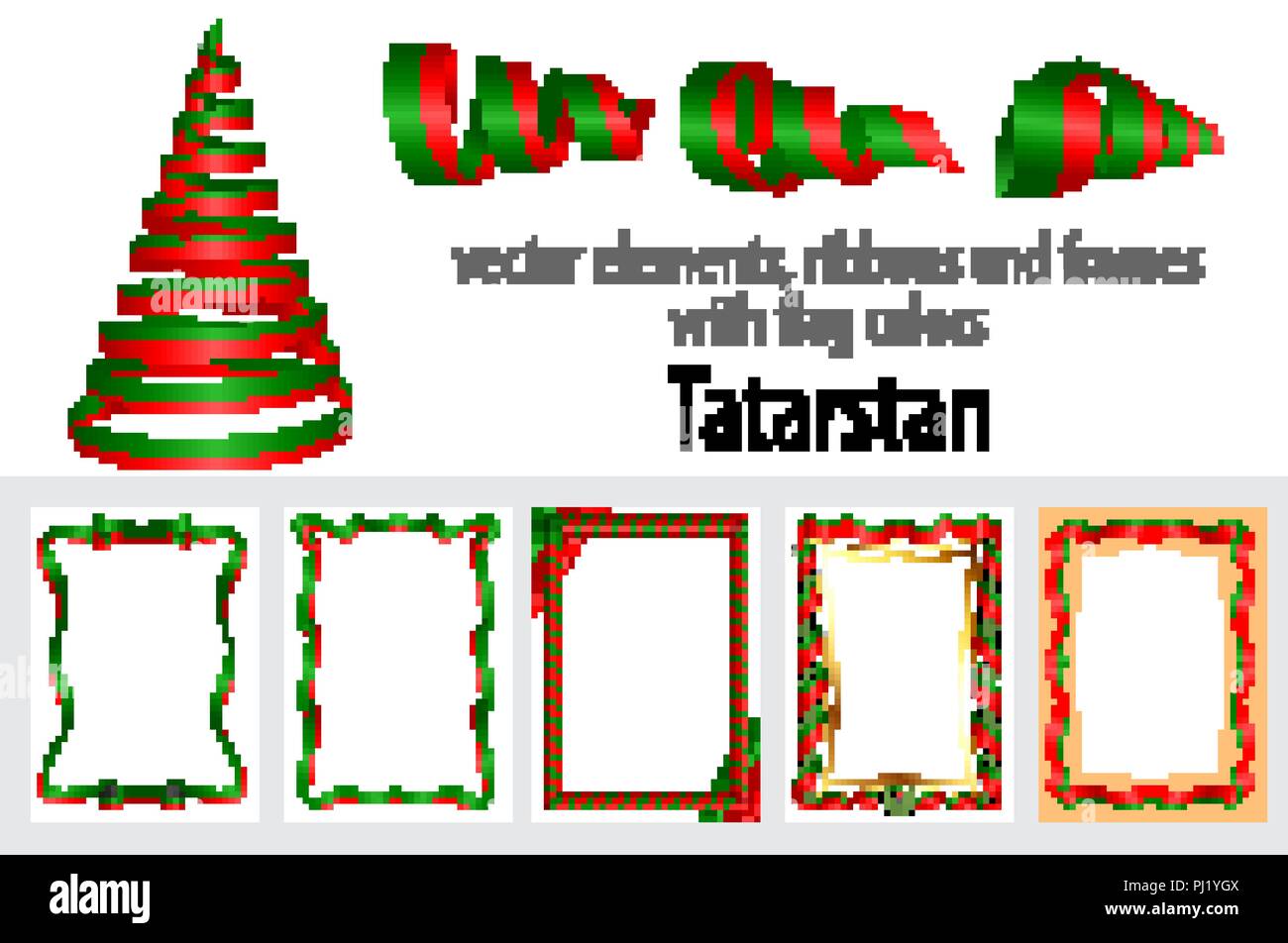 Tator Ribbons vector elements, ribbons and frames with flag colors Tatarstan ...