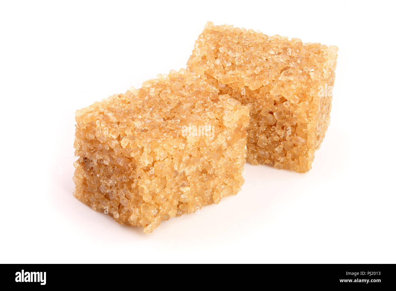 brown sugar cubes isolated on white background. Stock Photo