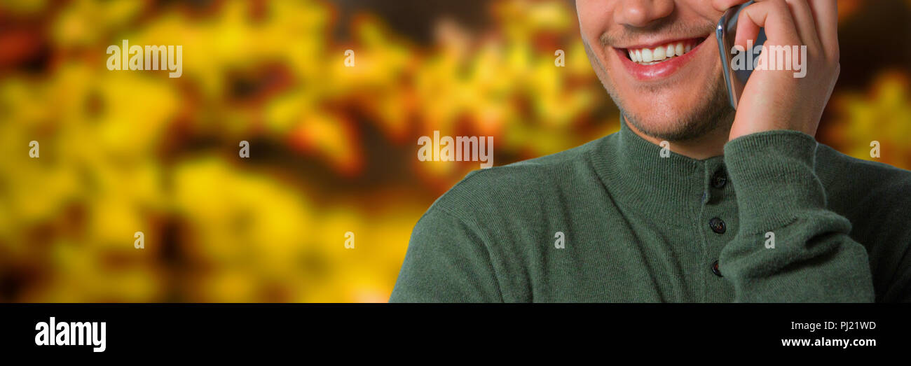 Composite image of man talking on mobile phone Stock Photo