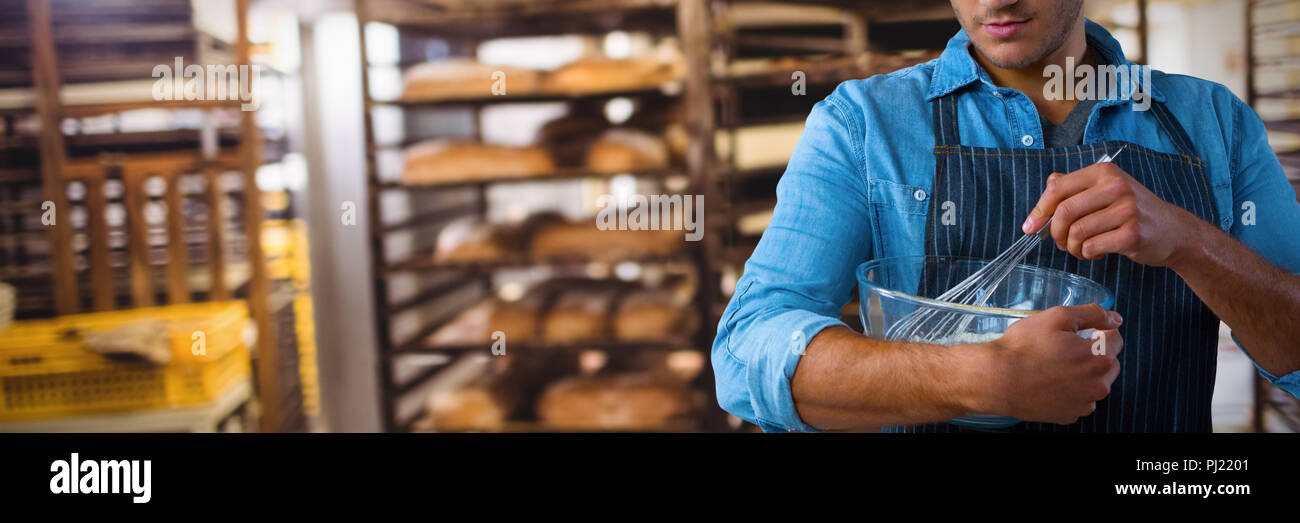 Composite image of waiter preparing food Stock Photo