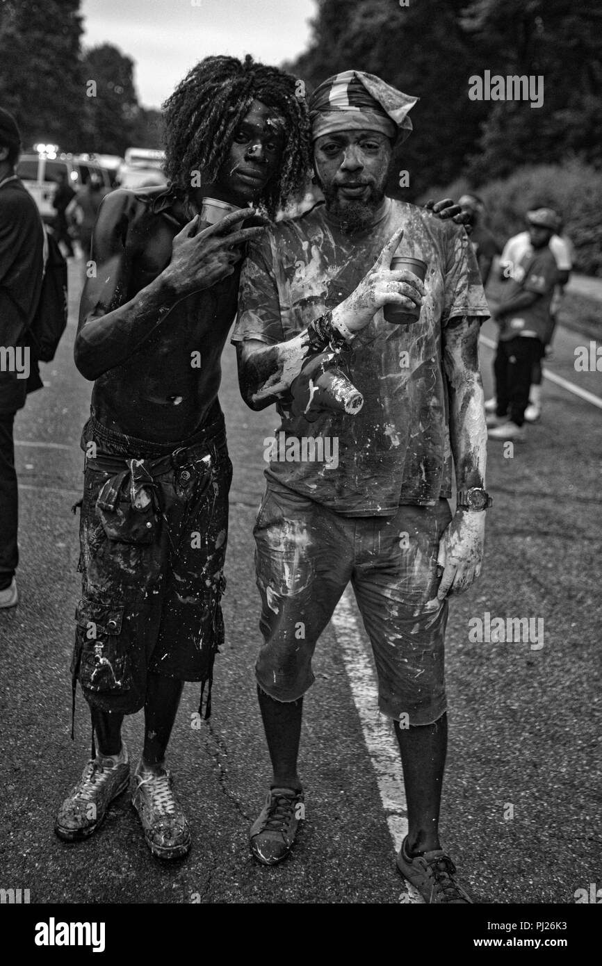 Brooklyn, New York, USA. 3rd Sep, 2018. J'OUVERT FESTIVAL revelers celebrate at the annual J'ouvert in Brooklyn, New York. The West Indian Day Parade celebrates the culture of the West Indies and the New York Parade started in Harlem in the 1940's. Credit: Brian Branch Price/ZUMA Wire/Alamy Live News Stock Photo