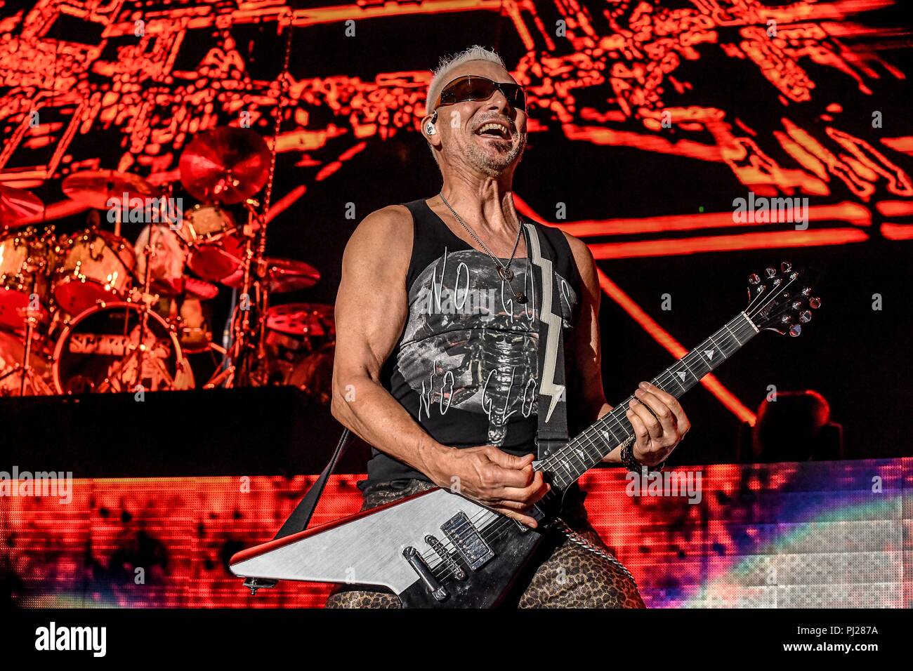 Irvine, CA, USA. 2nd Sep, 2018. RUDOLF SCHENKER with Scorpions at