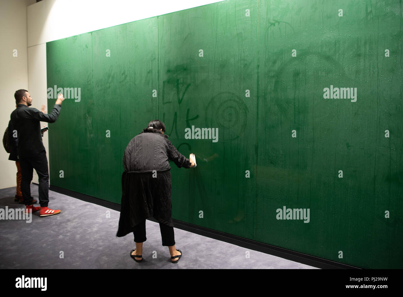 London, Britain. 3rd Sep, 2018. Visitors interact with the installation titled 'Matter to Matter' at the London Design Biennale in London, Britain, on Sept. 3, 2018. Credit: Ray Tang/Xinhua/Alamy Live News Stock Photo