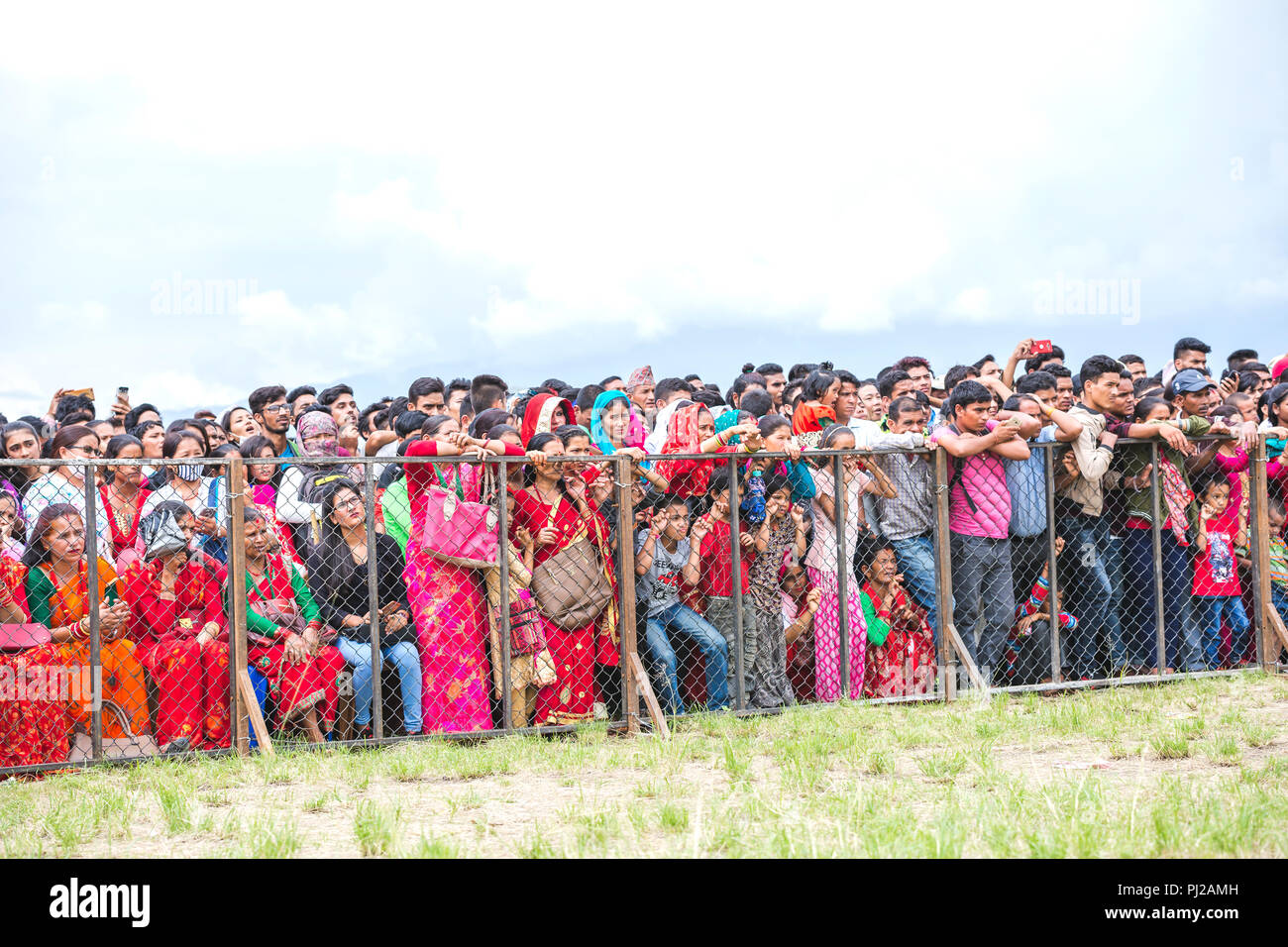 Kathmandu, Nepal. 3rd Sept 2018. Mass of People watching Gaura Festival in Tundikhel,Kathmandu.The Gaura Festival is celebrated by the Hindu peoples residing in the especially most of middle-western & far-western part of Nepal.The festival of Gaura Parva is actually the ceremonies of the wedding of Goddess Gaura and Lord Maheswore. Credit: Nabaraj Regmi/Alamy Live News Stock Photo