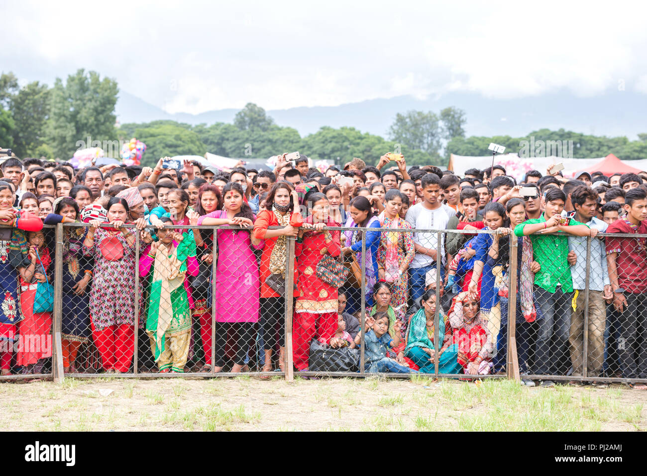 Kathmandu, Nepal. 3rd Sept 2018. Mass of People watching Gaura Festival in Tundikhel,Kathmandu.The Gaura Festival is celebrated by the Hindu peoples residing in the especially most of middle-western & far-western part of Nepal.The festival of Gaura Parva is actually the ceremonies of the wedding of Goddess Gaura and Lord Maheswore. Credit: Nabaraj Regmi/Alamy Live News Stock Photo