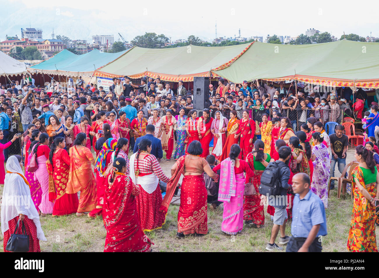 Kathmandu, Nepal. 3rd Sept 2018. Group of Women Dancing Deuda ...