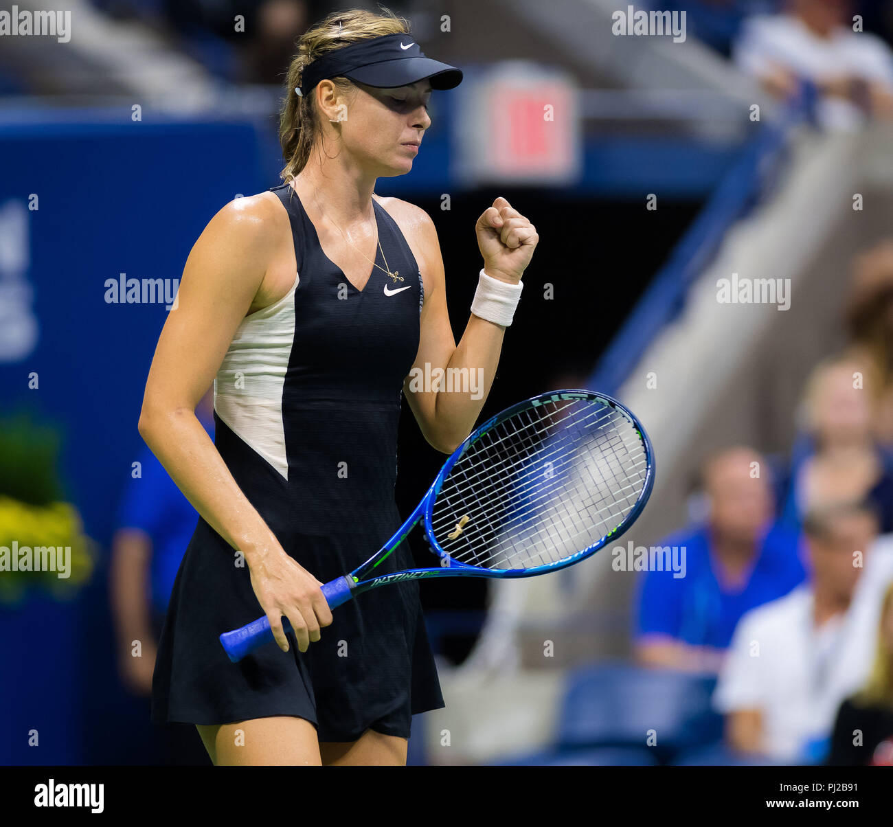 New York, USA. 3rd September, 2018. September 3, 2018 - Maria Sharapova of Russia in action during her fourth-round match at the 2018 US Open Grand Slam tennis tournament. New York, USA. September 03th 2018. Credit: AFP7/ZUMA Wire/Alamy Live News Stock Photo
