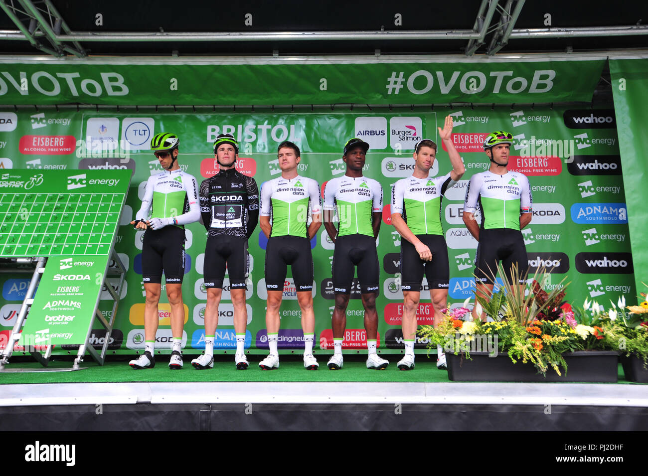 Bristol, UK. 4th Sept 2018. This years Stage 3 Start of the Tour of Britain , OVO Energy cycle race. Bristol to Bristol. Race started on The Downs at Ladies Mile . Riders and fans seen at the big start. Robert Timoney/Alamy/Live/News Credit: Robert Timoney. Stock Photo