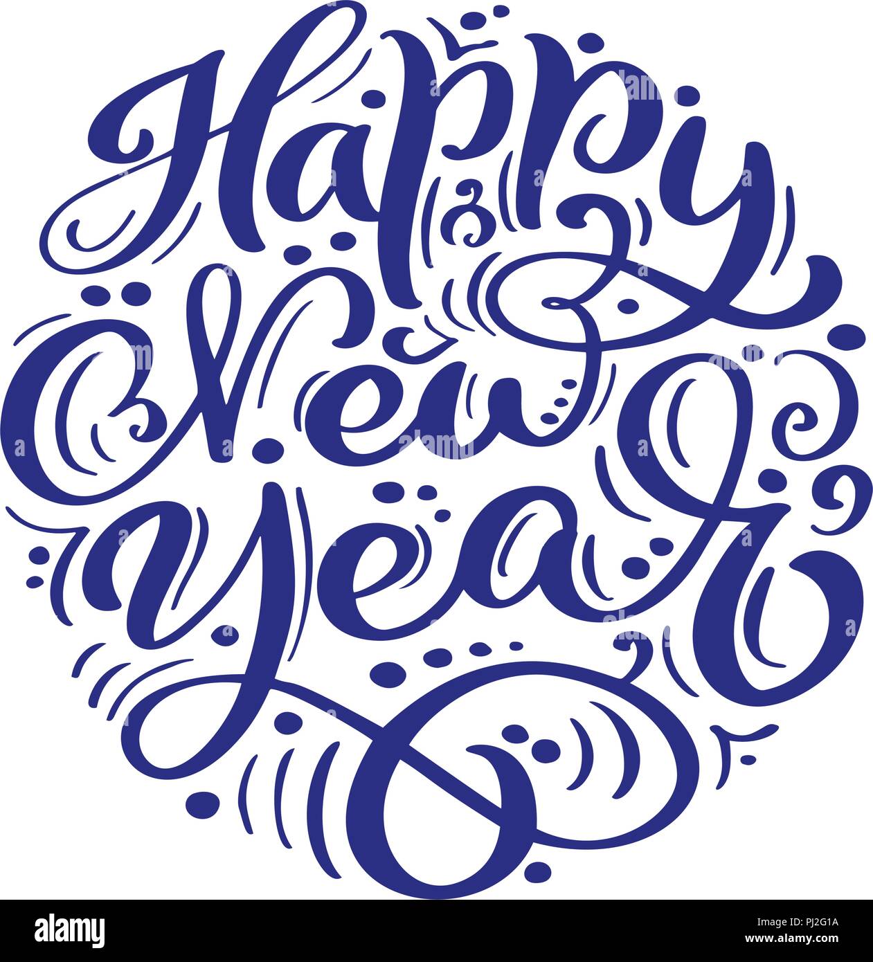 happy new year vector text calligraphic lettering design card
