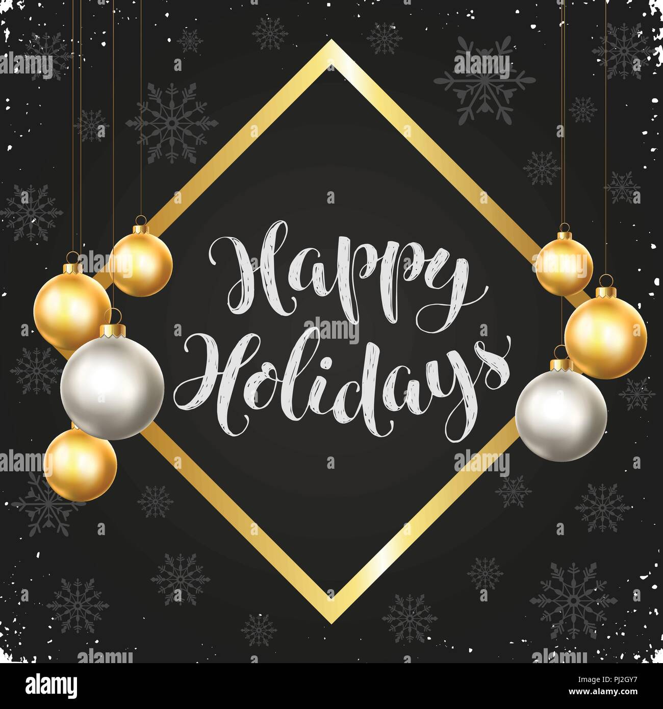 Happy holidays greeting card template in golden and silver colors Throughout Happy Holidays Card Template