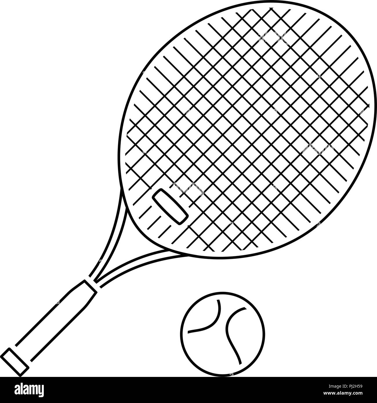 Icon of Tennis rocket and ball . Thin line design. Vector illustration ...