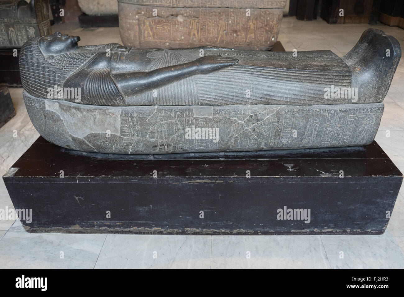 CAIRO, EGYPT: Ancient sarcophagus in The Museum of Egyptian Antiquities ...
