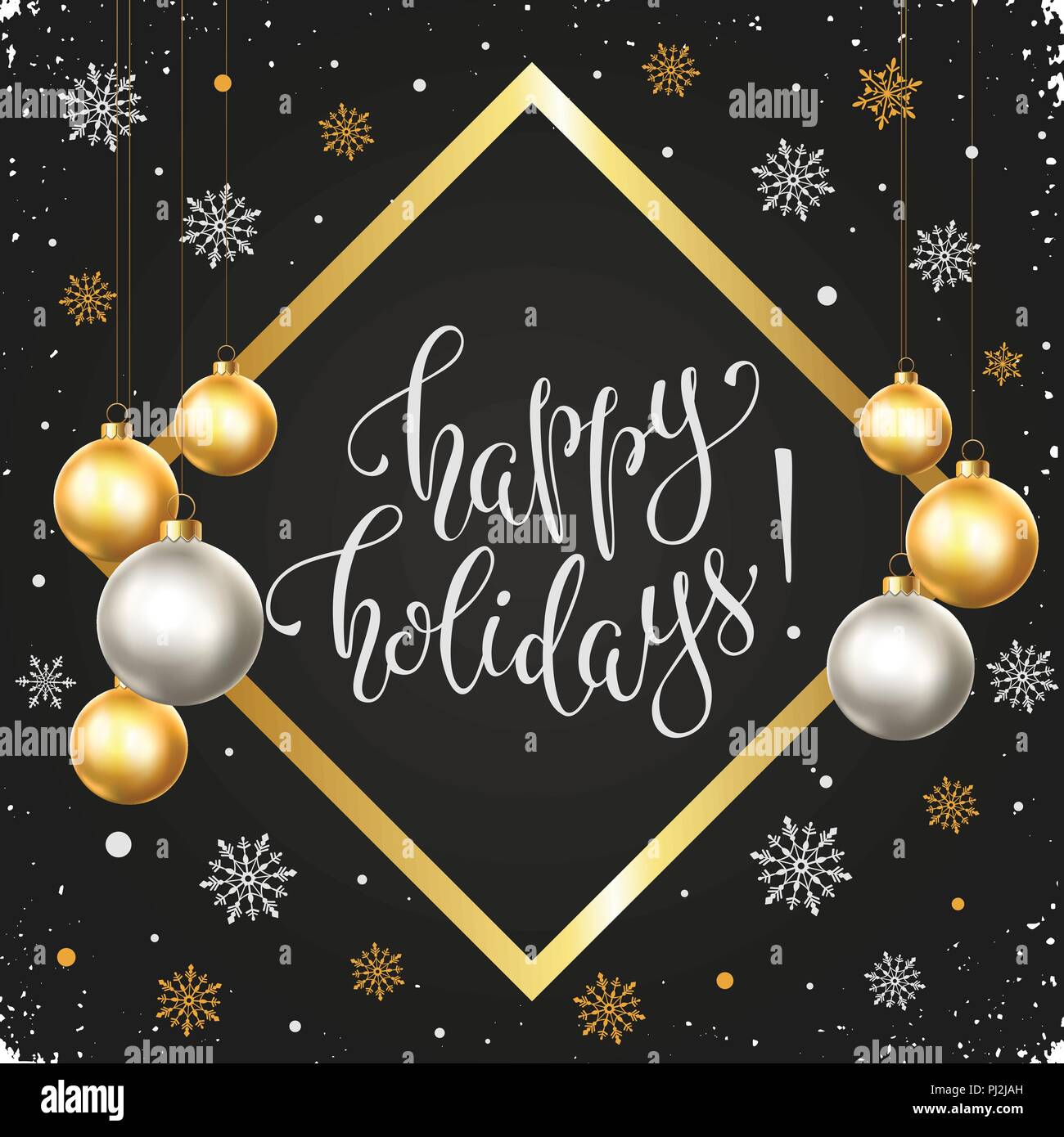 Happy Holidays Greeting Card Template In Golden And Silver Colors happy-holidays-greeting-card-template-in-golden-and-silver-colors