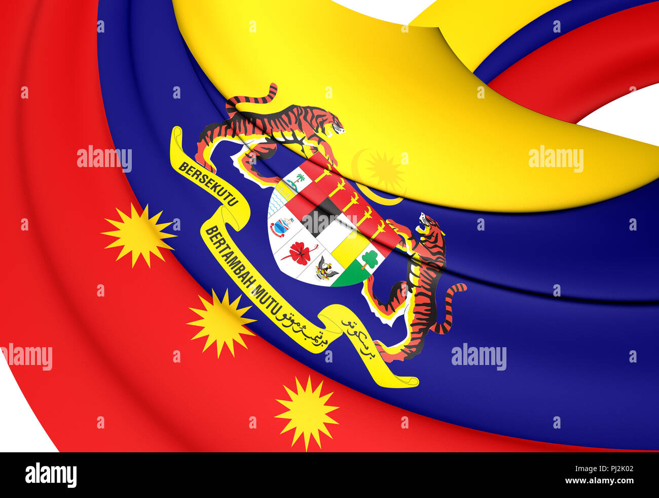 3D Flag of Federal Territories of Malaysia. 3D Illustration. Stock Photo