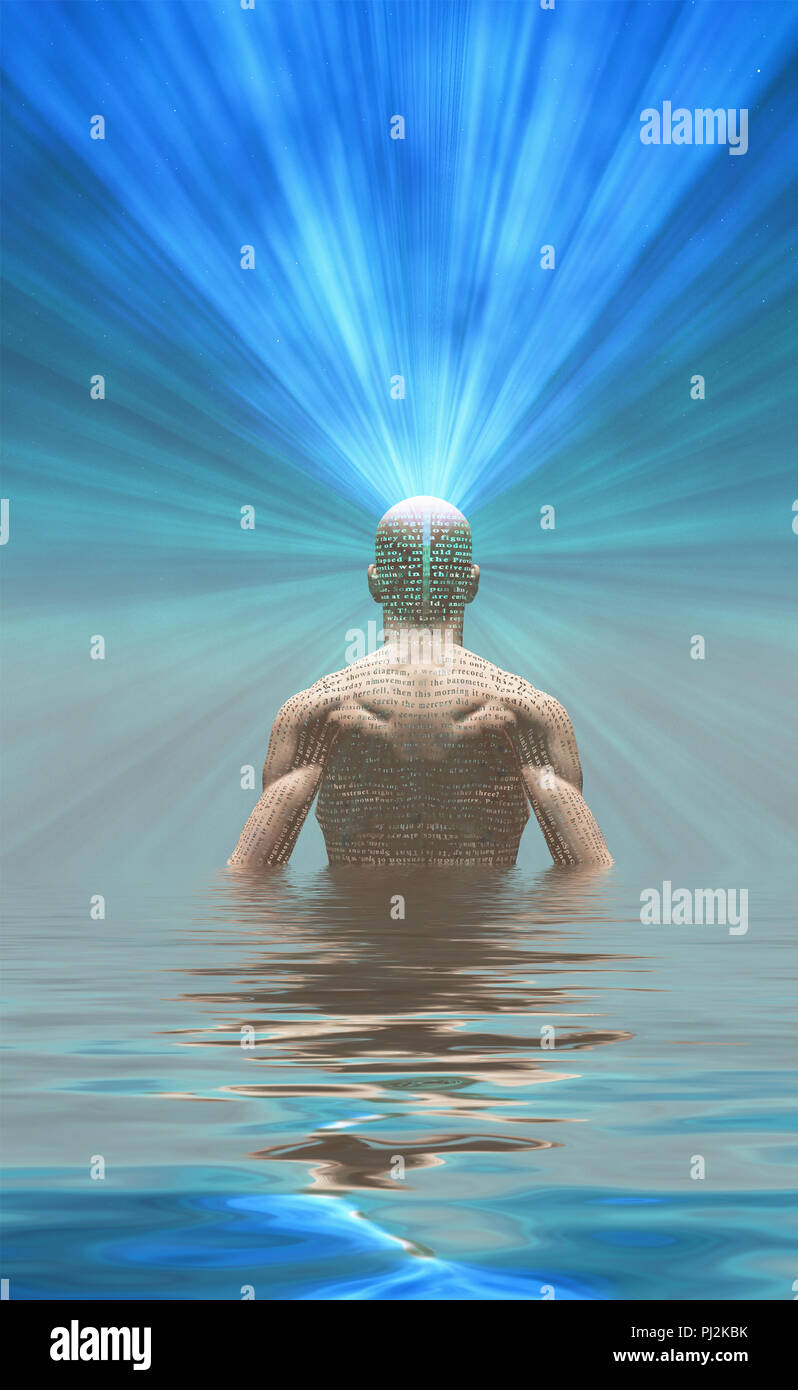 Meditator Radiating Light Man radiates light from mind. 3D rendering Stock Photo - Alamy