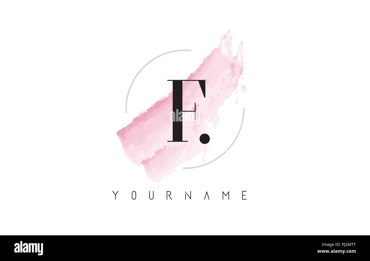 F Letter Logo with Watercolor Pastel Aquarella Brush Stroke and ...
