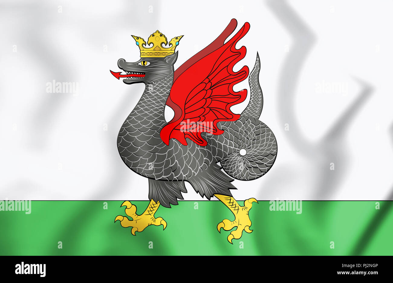 3D Flag of Kazan (Republic of Tatarstan), Russia. 3D Illustration. Stock Photo