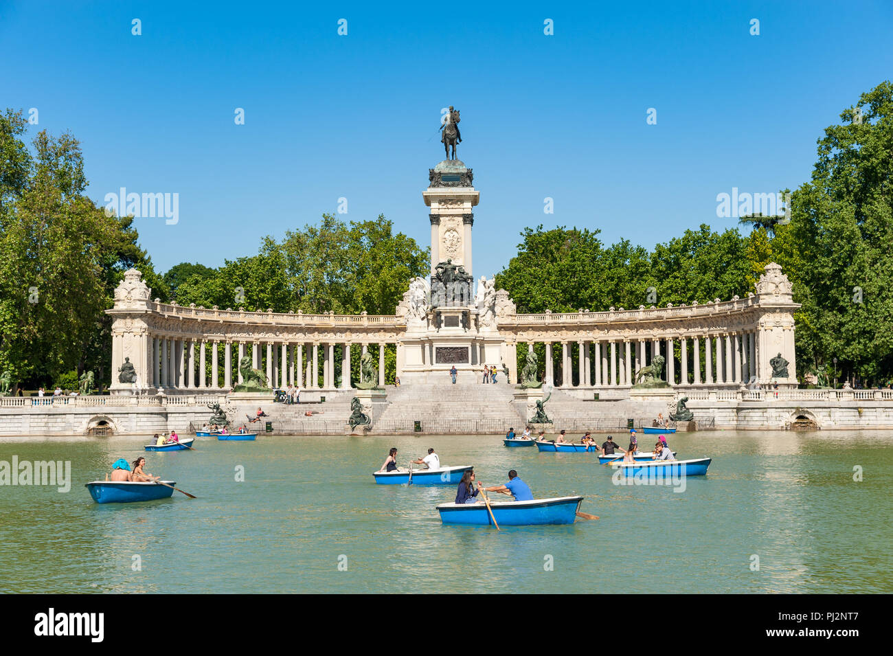 Boating lake in Retiro park, Madrid, Spain Stock Photo