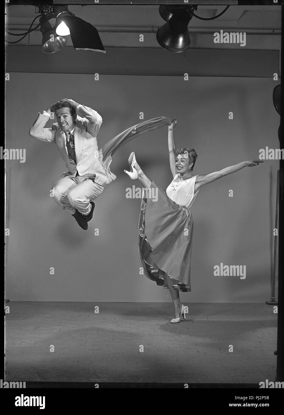 Choreographer Gower Champion getting a kick out of Marge Champion, June 1952. Stock Photo