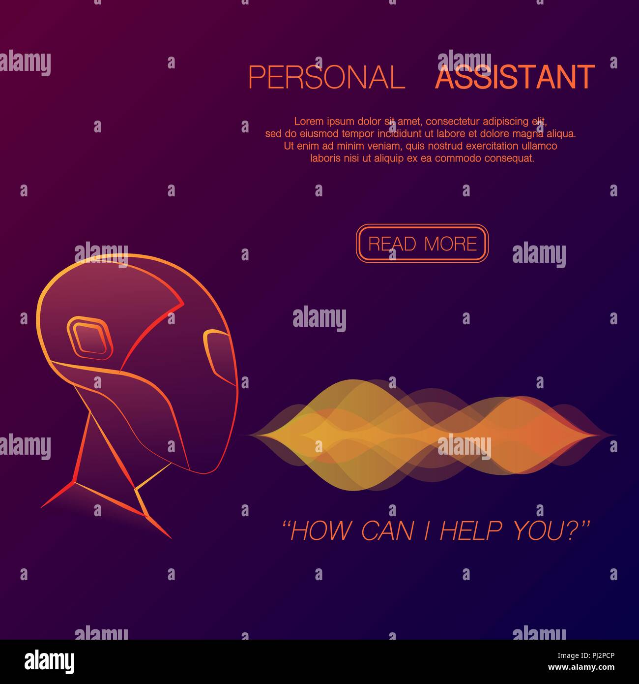 Background with robot head silhouette and sample text Stock Vector