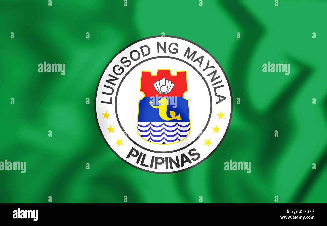 3D Flag of Manila, Philippines. 3D Illustration. Stock Photo