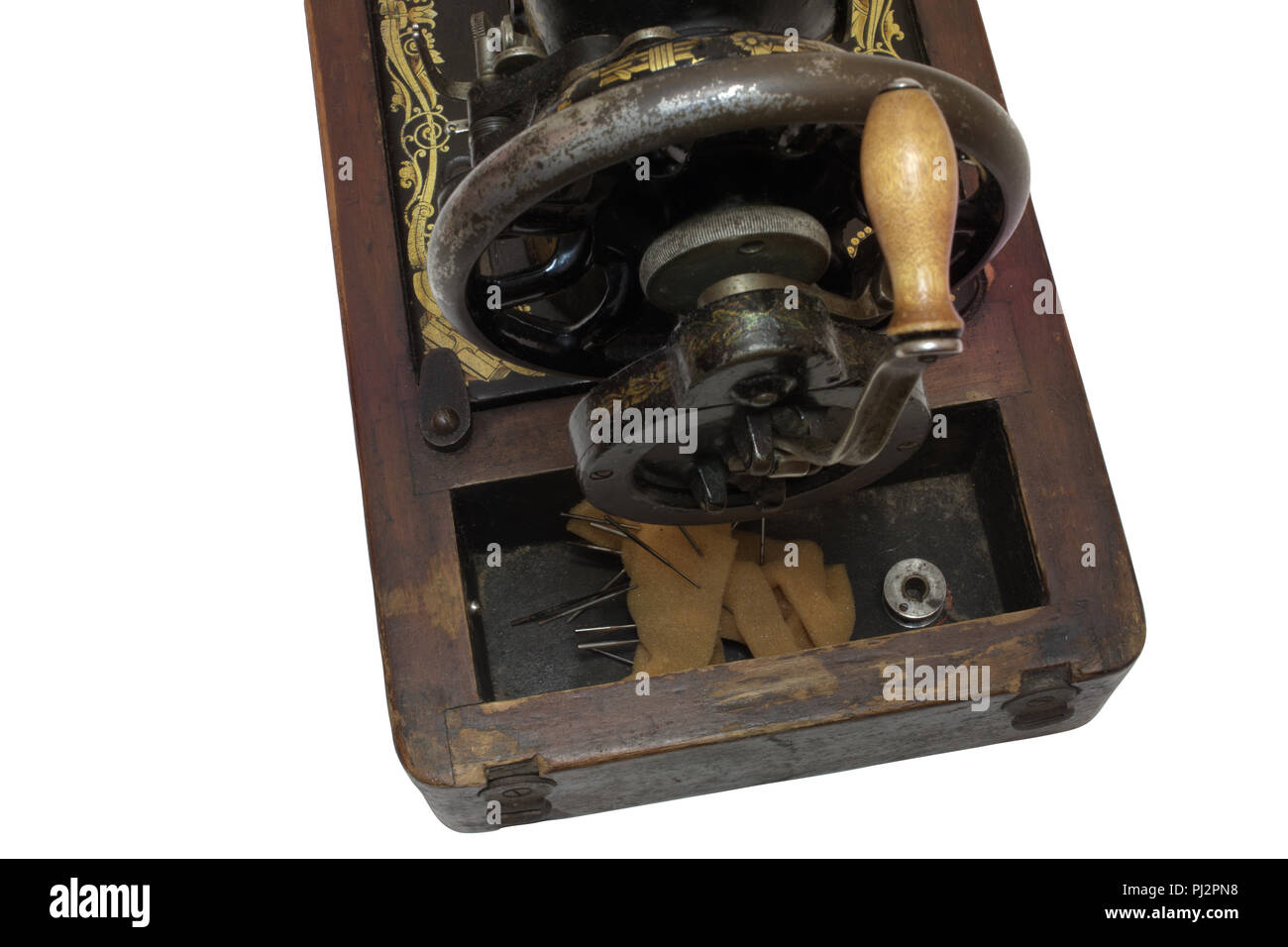 rear rotating mechanism closeup. elegant flywheel and a simple wooden