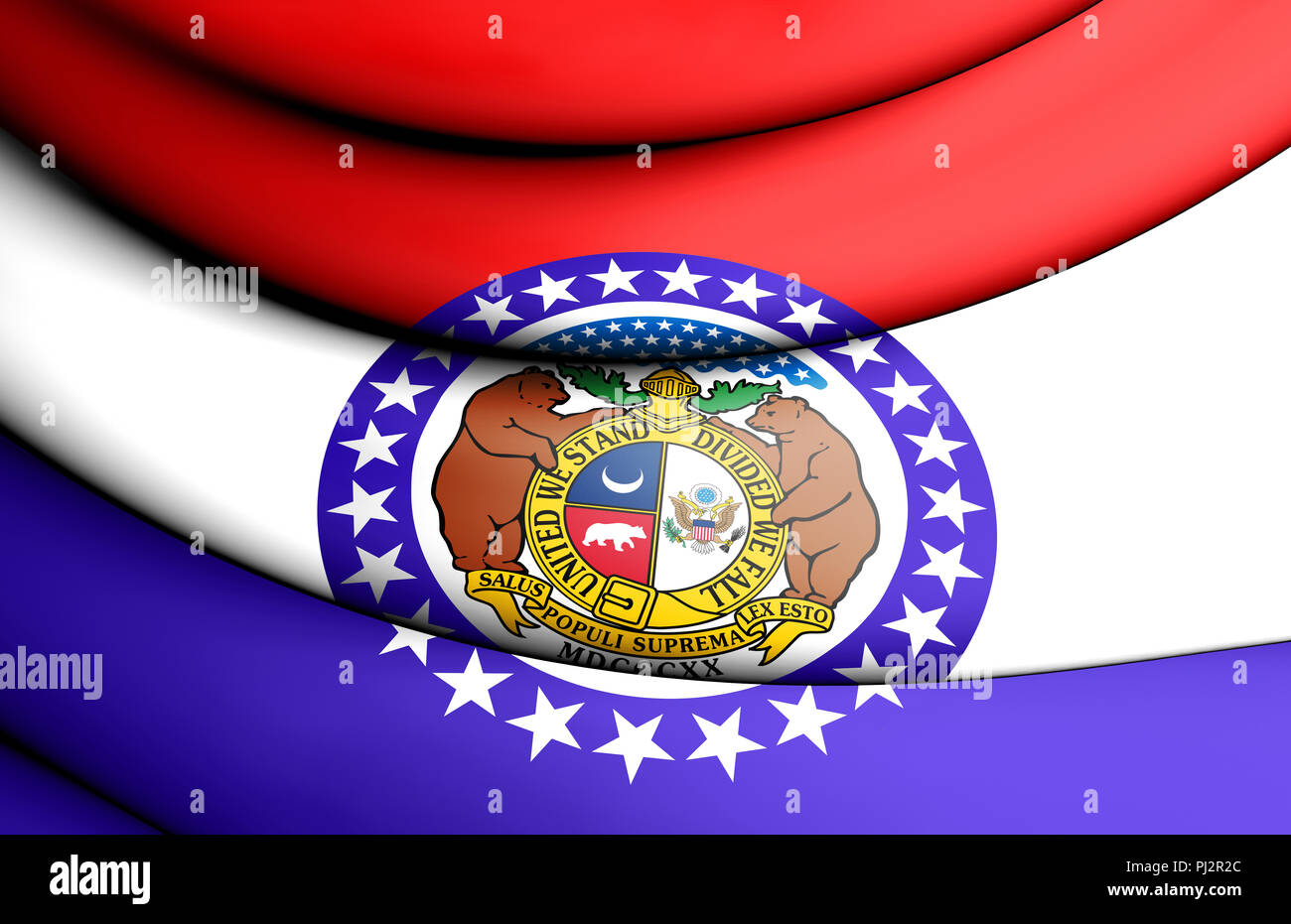 3D Flag of Missouri state, USA. 3D Illustration. Stock Photo