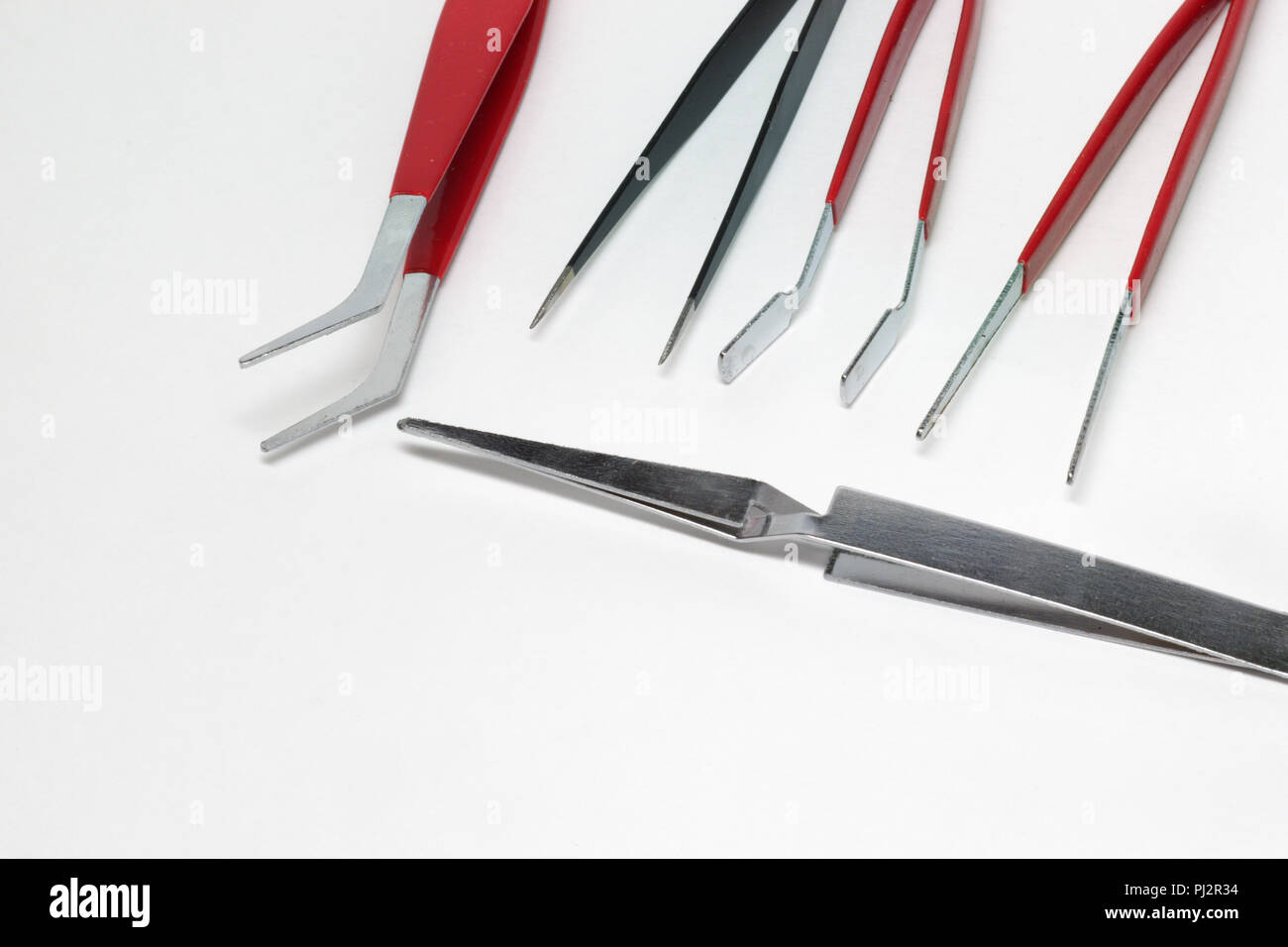 steel tweezers for precision electronics repairing. Different types of