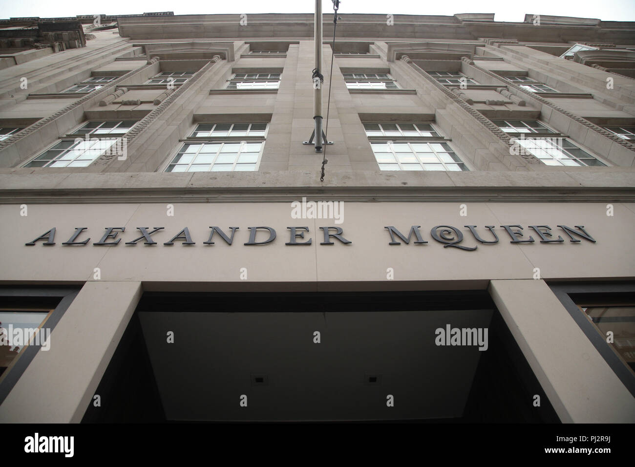 The Alexander McQueen fashion store, Bond Street, London. The extravagant  façade to the iconic fashion brand in London's exclusive shopping district.  Stock Photo