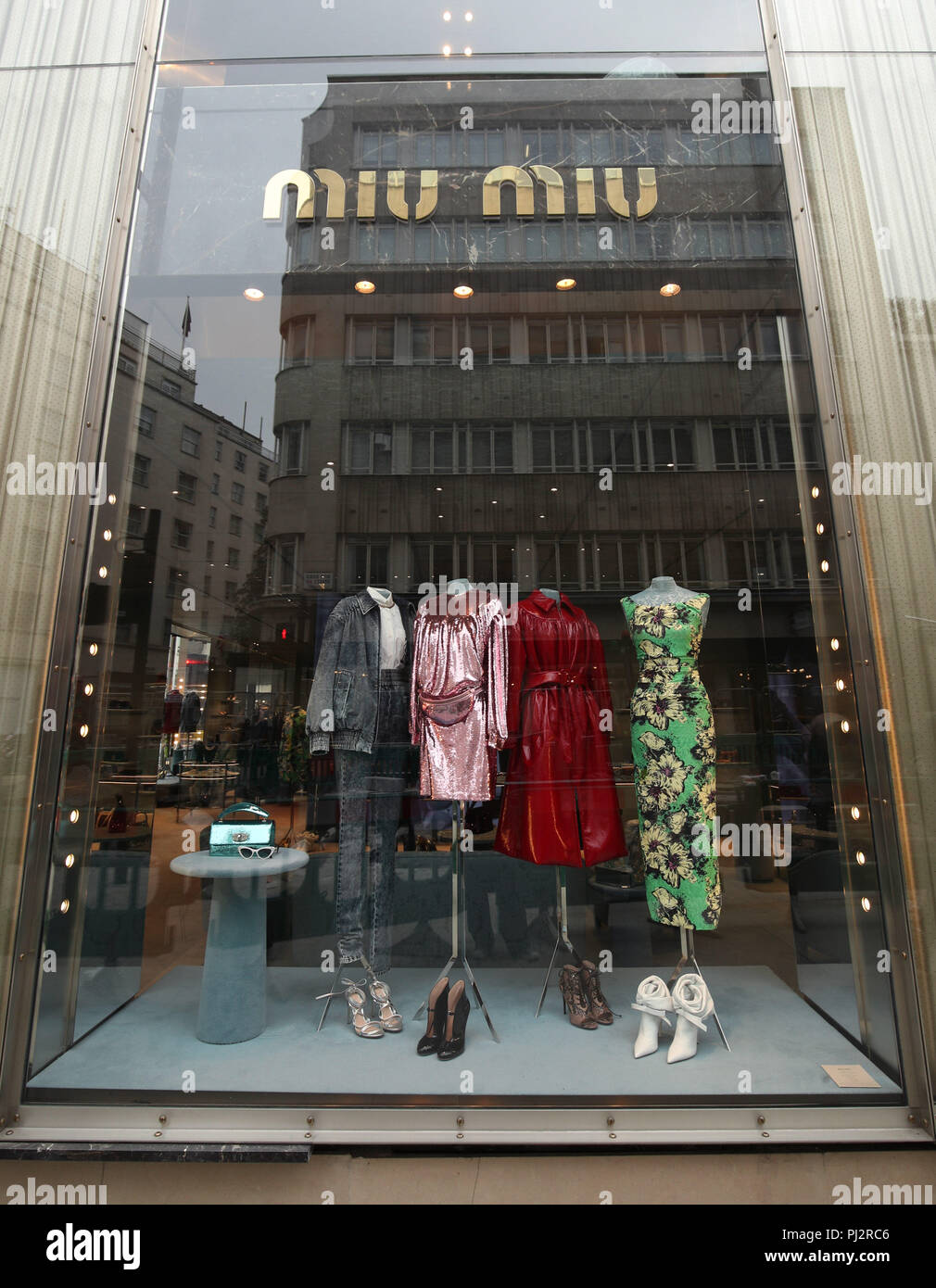 The Miu Miu store on New Bond Street, London. PRESS ASSOCIATION Photo. Picture date: Wednesday August 22, 2018. Photo credit should read: Yui Mok/PA Wire Stock Photo