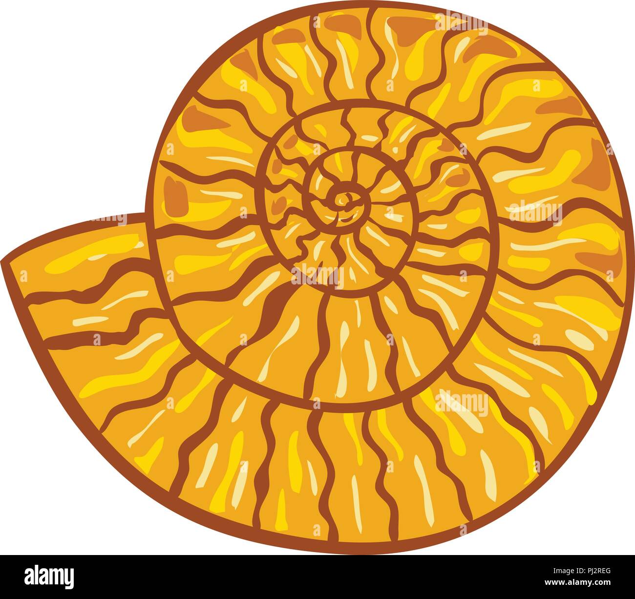 Retro style illustration of an ammonite or ammonoid, an extinct group of marine mollusc animals in the subclass Ammonoidea of the class Cephalopoda on Stock Vector