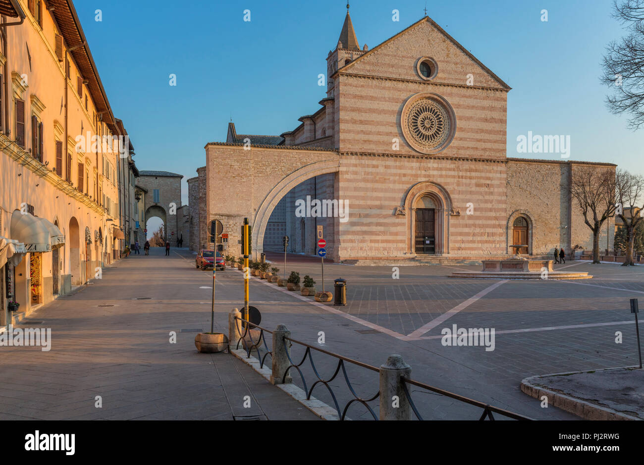 Basilica of Saint Clare, Basilica di Santa Chiara, Assisi, Perugia, Umbria, Italy Stock Photo